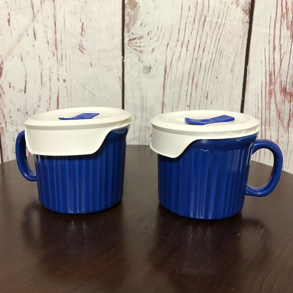 CORNINGWARE colors stoneware 20oz soup cup mug with cover vintage